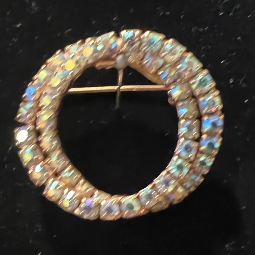 Vintage Double Circle A/B Rhinestone Brooch